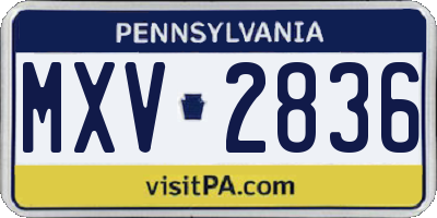 PA license plate MXV2836