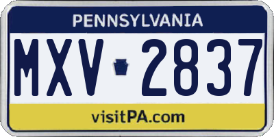 PA license plate MXV2837