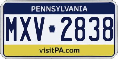 PA license plate MXV2838