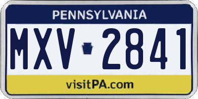 PA license plate MXV2841