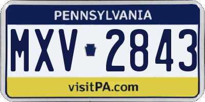 PA license plate MXV2843