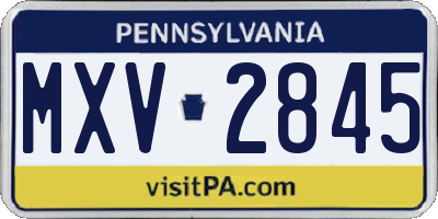 PA license plate MXV2845