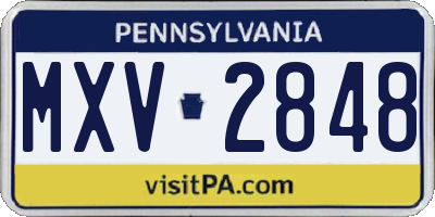 PA license plate MXV2848