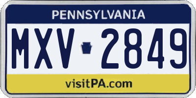 PA license plate MXV2849