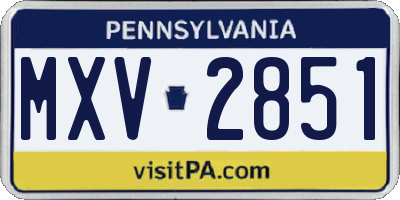PA license plate MXV2851