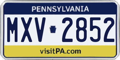 PA license plate MXV2852