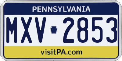 PA license plate MXV2853