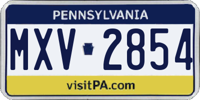 PA license plate MXV2854