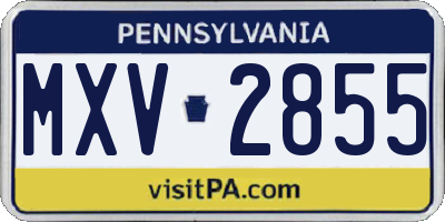 PA license plate MXV2855