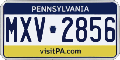 PA license plate MXV2856