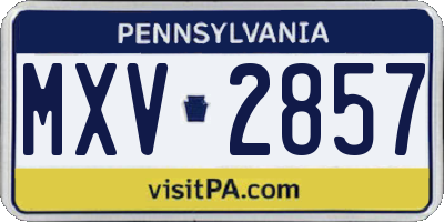 PA license plate MXV2857