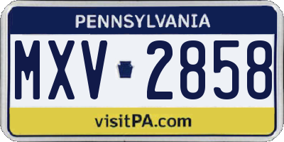 PA license plate MXV2858