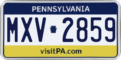 PA license plate MXV2859