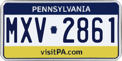 PA license plate MXV2861