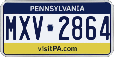 PA license plate MXV2864