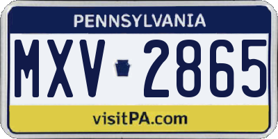 PA license plate MXV2865