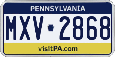PA license plate MXV2868