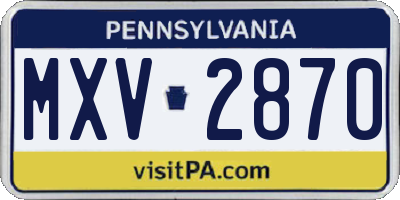 PA license plate MXV2870