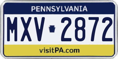 PA license plate MXV2872