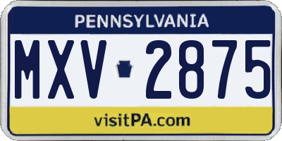 PA license plate MXV2875
