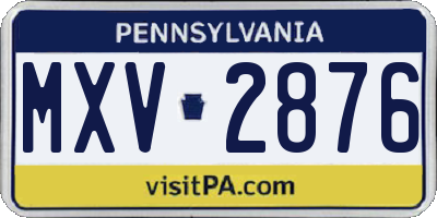 PA license plate MXV2876