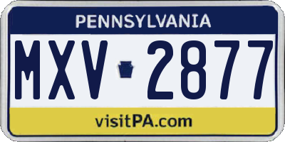PA license plate MXV2877