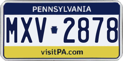 PA license plate MXV2878