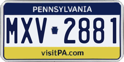 PA license plate MXV2881
