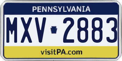 PA license plate MXV2883