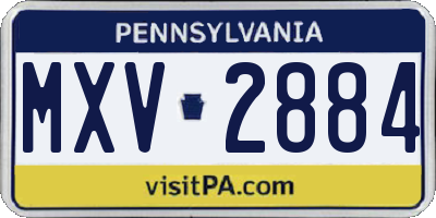 PA license plate MXV2884