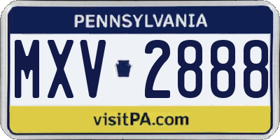 PA license plate MXV2888