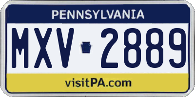 PA license plate MXV2889