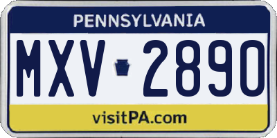 PA license plate MXV2890