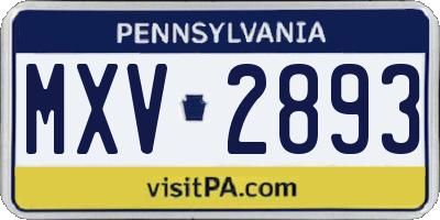 PA license plate MXV2893