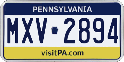 PA license plate MXV2894