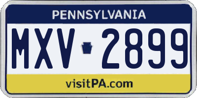 PA license plate MXV2899