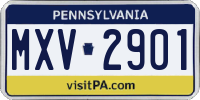 PA license plate MXV2901