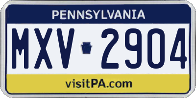 PA license plate MXV2904