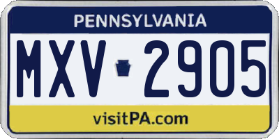 PA license plate MXV2905