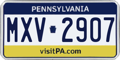 PA license plate MXV2907