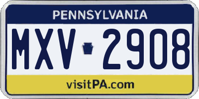 PA license plate MXV2908