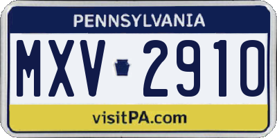 PA license plate MXV2910