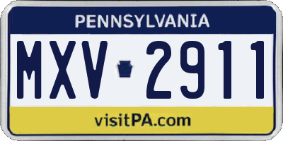 PA license plate MXV2911
