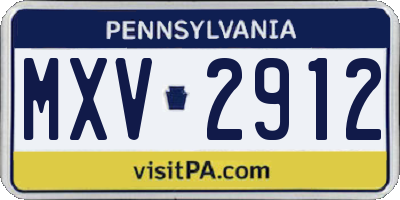 PA license plate MXV2912