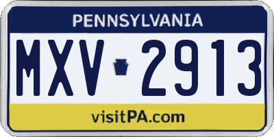 PA license plate MXV2913