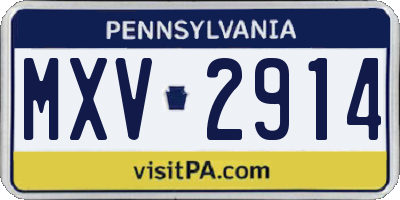 PA license plate MXV2914