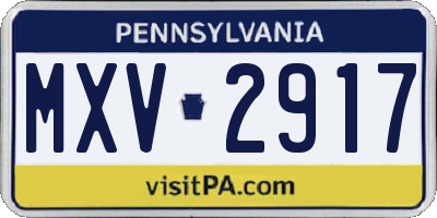 PA license plate MXV2917