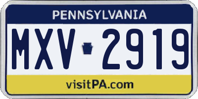 PA license plate MXV2919