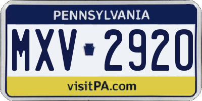 PA license plate MXV2920