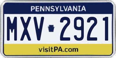 PA license plate MXV2921